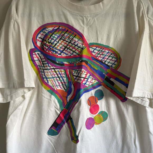 Oneita Neon Retro Style Tennis Graphic Size XL - Picture 2 of 5